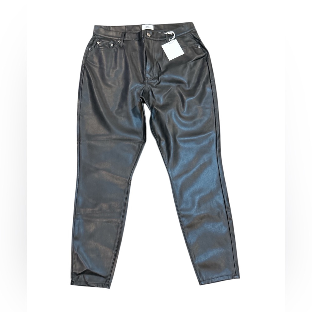 PISTOLA Size‎ 33 Slate Black Faux Leather Pants NWT